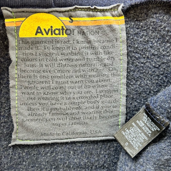 EUC Navy Aviator Nation Blue 5 Stripe Hoodie - Picture 13 of 13